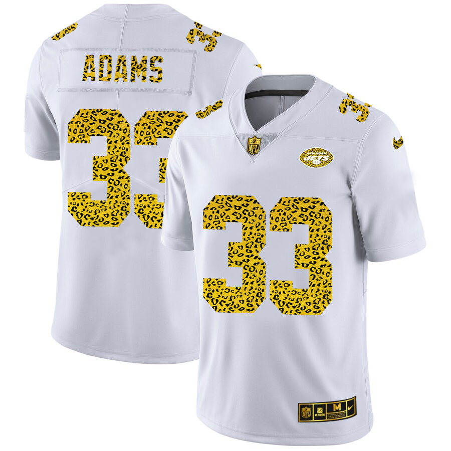 New York Jets #33 Jamal Adams Men Nike Flocked Leopard Print Vapor Limited NFL Jersey White->cincinnati reds->MLB Jersey